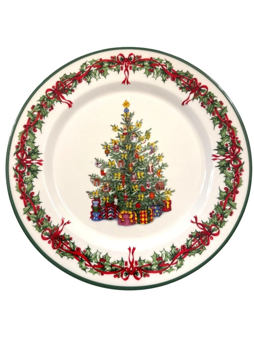 Christopher Radko Christmas Plate Traditions Holiday Tree Holly 11" Decor